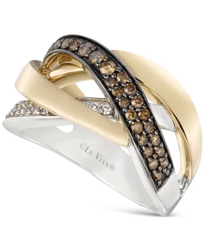 Le Vian Chocolatier Chocolate Diamond & Vanilla Diamond Crossover Statement Ring (1/2 Ct. T.w.) In 14k Two-t