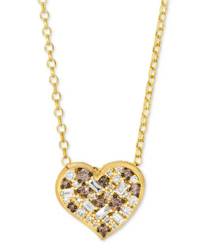Le Vian Godiva X  Vanilla Diamond & Chocolate Diamond Heart 19" Pendant Necklace (3/8 Ct. T.w.) In 14