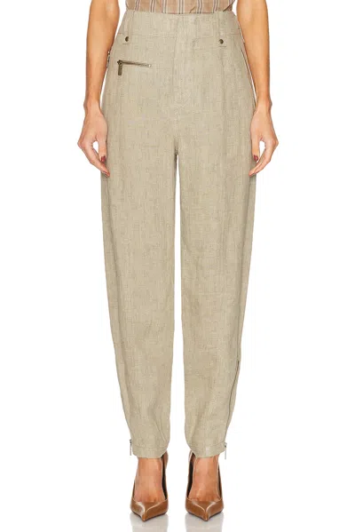 Burberry Khaki Linen Tailored Trousers