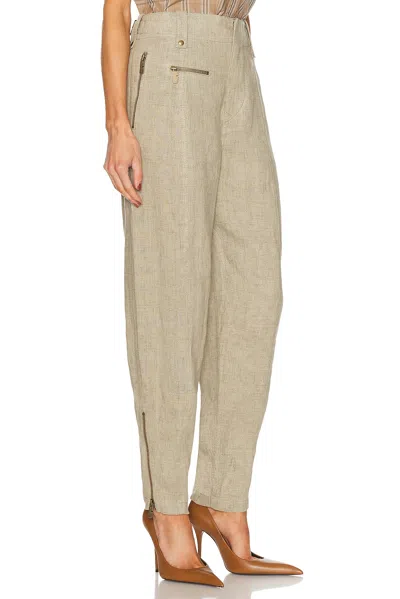 Burberry Khaki Linen Tailored Trousers
