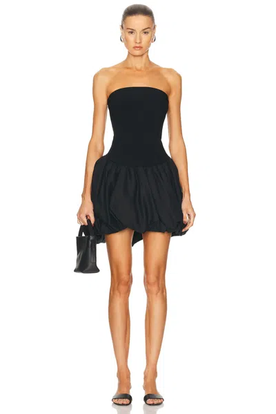 Simkhai Pollie Strapless Stretch Recycled-knit And Linen-blend Mini Dress In Black