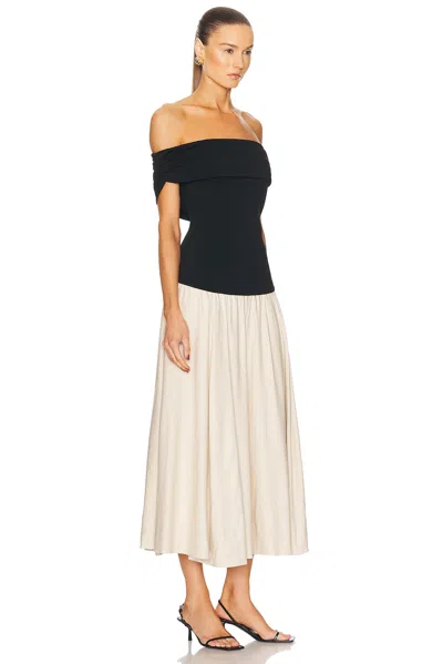 Simkhai Adaline Off-the-shoulder Linen-blend And Recycled Satin-jersey Midi Dress In Multi
