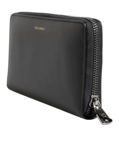 Pre-owned Dolce & Gabbana Black Blue Exotic Leather Embossed Continental Men's Wallet ()