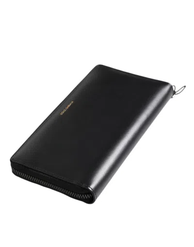 Pre-owned Dolce & Gabbana Black Blue Exotic Leather Embossed Continental Men's Wallet ()
