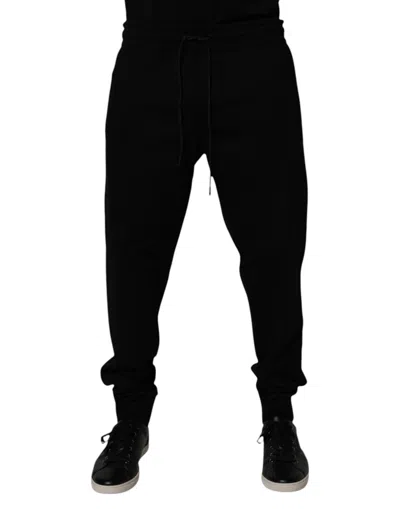 Dolce & Gabbana Black Cotton Stretch Jogger Sweatmen's Men's Pants In Black