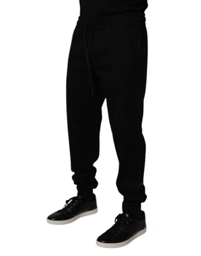 Dolce & Gabbana Black Cotton Stretch Jogger Sweatmen's Men's Pants In Black