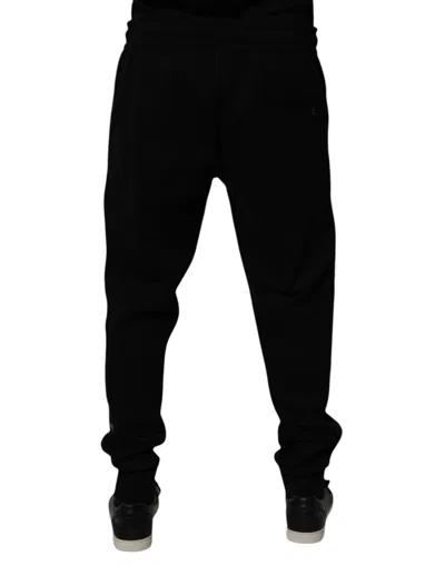 Dolce & Gabbana Black Cotton Stretch Jogger Sweatmen's Men's Pants In Black