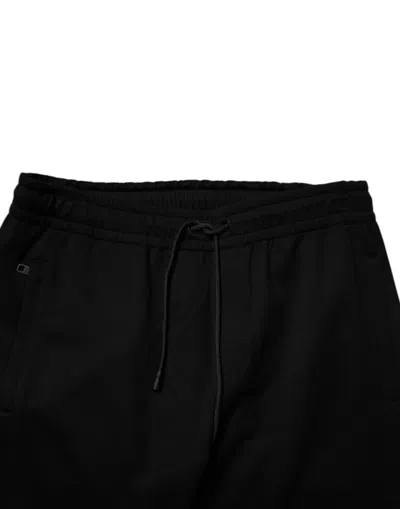Dolce & Gabbana Black Cotton Stretch Jogger Sweatmen's Men's Pants In Black