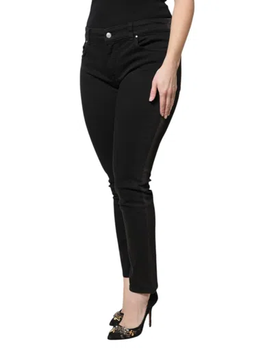 Pre-owned Dolce & Gabbana Black Cotton High Waist Skinny Denim Women's Jeans ()