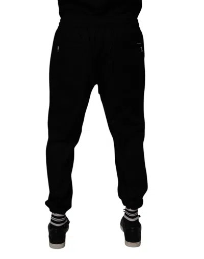 Dolce & Gabbana Black Cotton Stretch Jogger Sweatmen's Men's Pants In Black