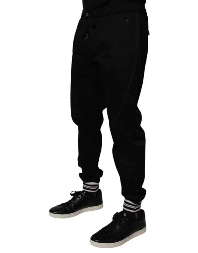 Dolce & Gabbana Black Cotton Stretch Jogger Sweatmen's Men's Pants In Black
