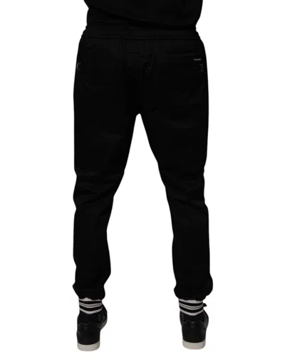 Dolce & Gabbana Black Cotton Stretch Jogger Sweatmen's Men's Pants In Black