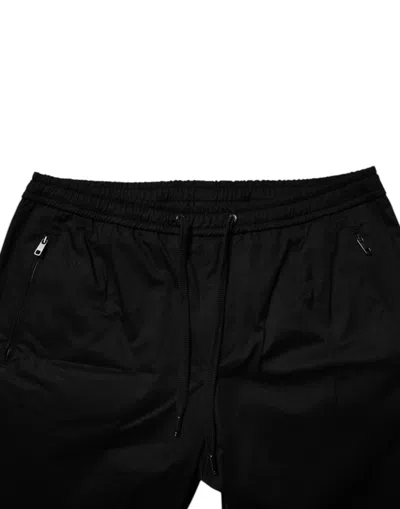 Dolce & Gabbana Black Cotton Stretch Jogger Sweatmen's Men's Pants In Black