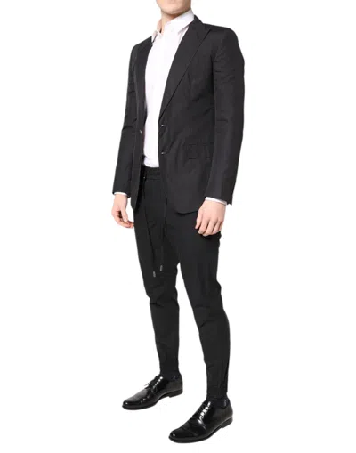 Pre-owned Dolce & Gabbana Black Cotton Taormina Formal 2 Piece Men's Suit ()