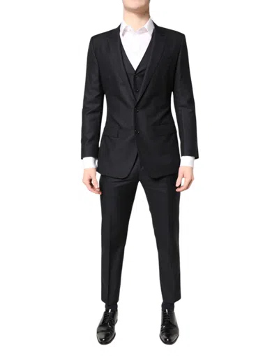 Dolce & Gabbana Black Stripe Single Breasted Formal Men's Suit