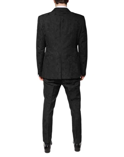 Dolce & Gabbana Black Polyester Floral Jacquard 2 Piece Suit In Black