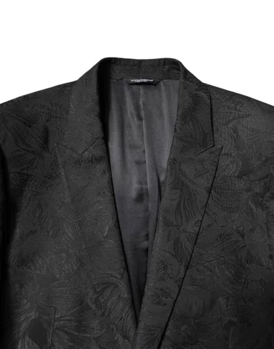 Dolce & Gabbana Black Polyester Floral Jacquard 2 Piece Suit In Black