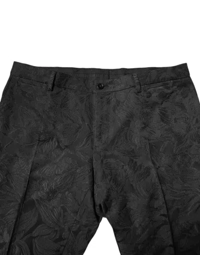 Dolce & Gabbana Black Polyester Floral Jacquard 2 Piece Suit In Black