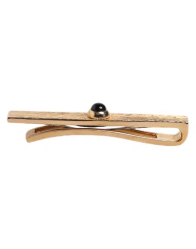 Dolce & Gabbana Black Sapphire Gold Tone Brass Tie Clip Men's Bar