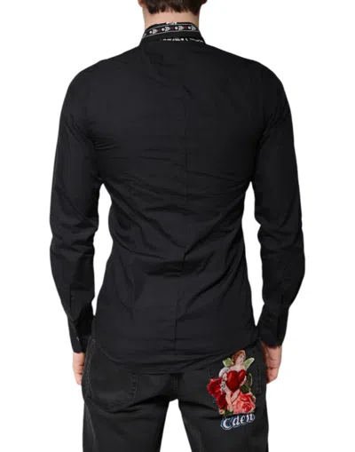 Pre-owned Dolce & Gabbana Black White Bandana Gold Formal Dress Men's Shirt ()