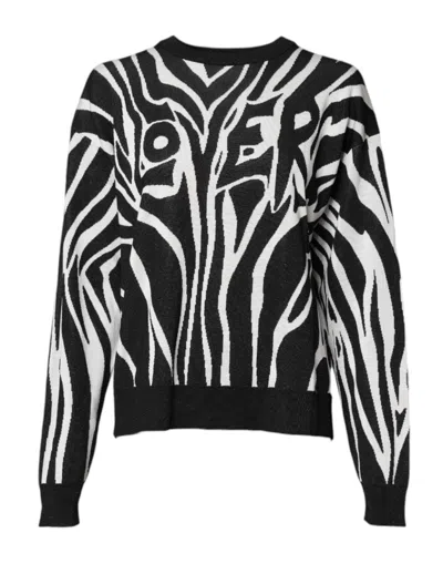 Dolce & Gabbana Black White Print Women Pullover Sweater In Black