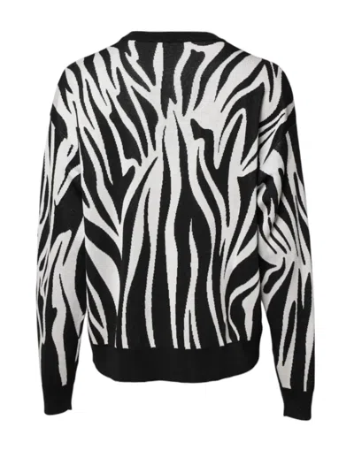 Dolce & Gabbana Black White Print Women Pullover Sweater In Black