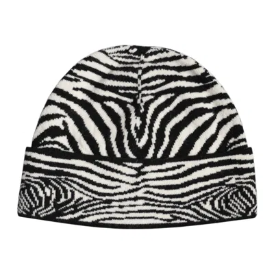 Dolce & Gabbana Black White Zebra Knitted Winter Beanie Men's Hat