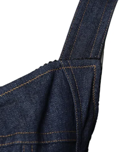 Dolce & Gabbana Blue Cotton Stretch Sleeveless Bodycon Denim Women's Bodysuit