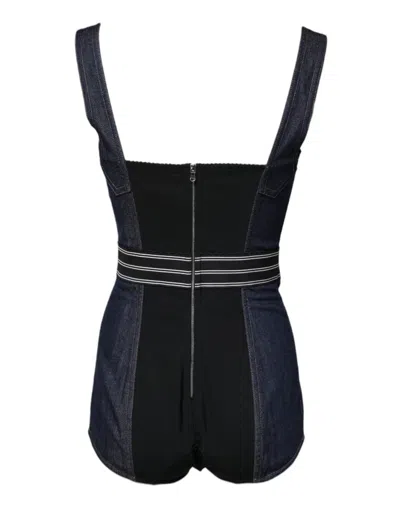 Dolce & Gabbana Blue Cotton Stretch Sleeveless Bodycon Denim Women's Bodysuit