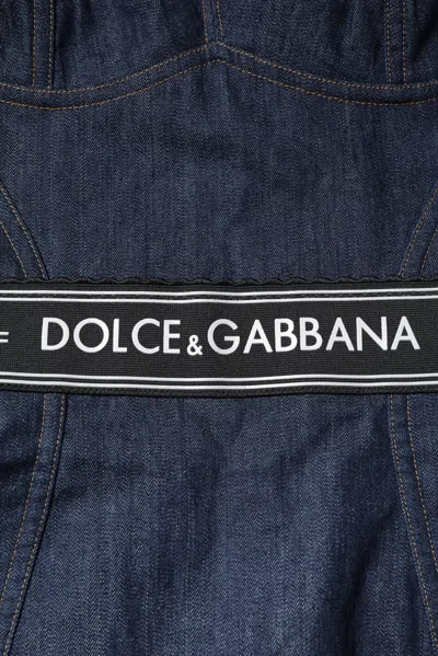 Dolce & Gabbana Blue Cotton Stretch Sleeveless Bodycon Denim Women's Bodysuit
