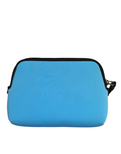 Pre-owned Dolce & Gabbana Blue Dg Logo Print Clutch Zip Borse Pouch Women's Bag ()