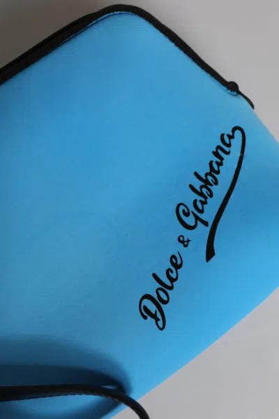 Pre-owned Dolce & Gabbana Blue Dg Logo Print Clutch Zip Borse Pouch Women's Bag ()