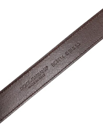 Pre-owned Dolce & Gabbana Brown Leather Metal Buckle Classic Men's Belt ()