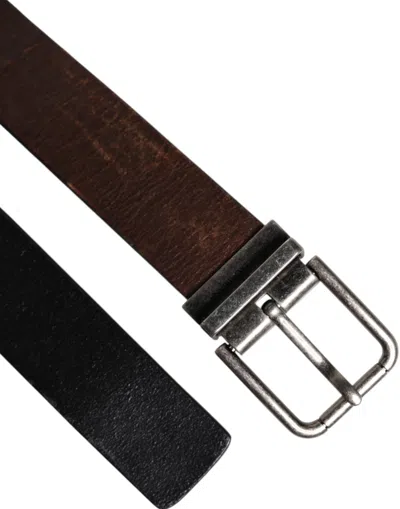 Pre-owned Dolce & Gabbana Brown Solid Leather Classic Waist Buckle Women's Belt ()