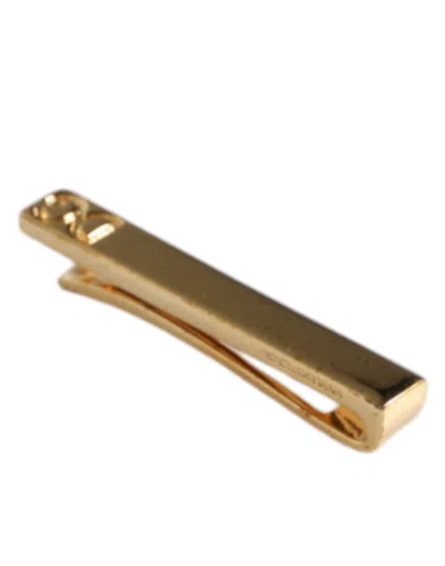 Dolce & Gabbana Gold Tone Brass Crystal Branded Accessory Tie Clip Men's Bar