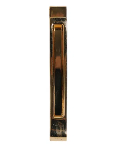 Dolce & Gabbana Gold Tone Brass Crystal Branded Accessory Tie Clip Men's Bar