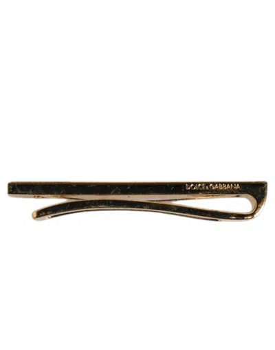Dolce & Gabbana Gold Tone Brass Crystal Branded Accessory Tie Clip Men's Bar