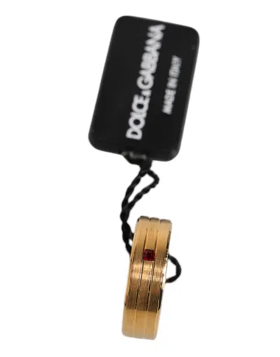 Dolce & Gabbana Gold Tone Brass Red Crystal Dg Logo Ring In Gold