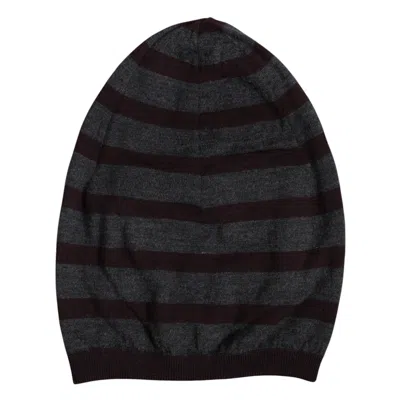 Dolce & Gabbana Gray Striped Wool Knitted Winter Beanie Men's Hat