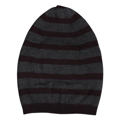 Dolce & Gabbana Gray Striped Wool Knitted Winter Beanie Men's Hat