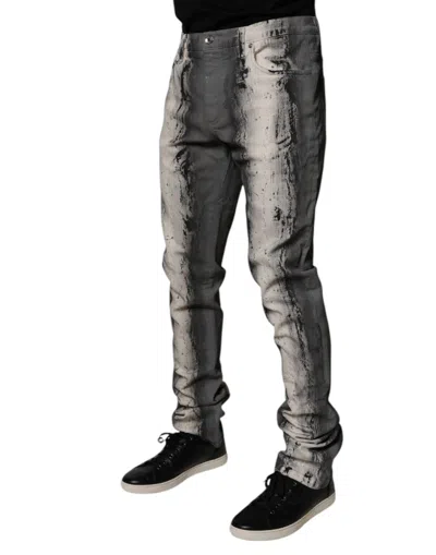 Dolce & Gabbana Gray Tie Dye Cotton Skinny Men Denim Men's Jeans