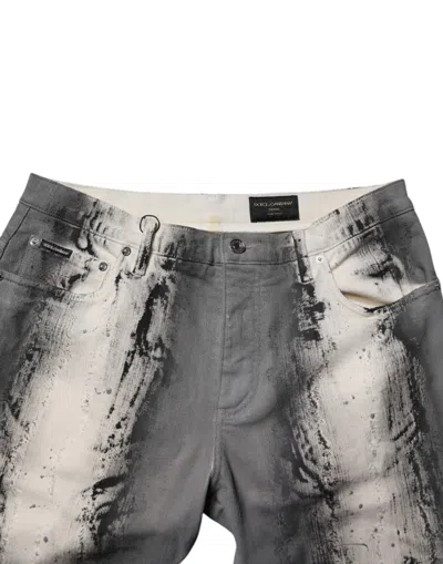 Dolce & Gabbana Gray Tie Dye Cotton Skinny Men Denim Men's Jeans