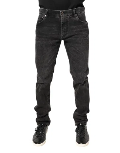 Dolce & Gabbana Black Cotton Stretch Skinny Men Denim Jeans In Black