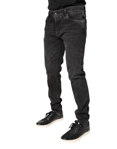 Dolce & Gabbana Black Cotton Stretch Skinny Men Denim Jeans In Black