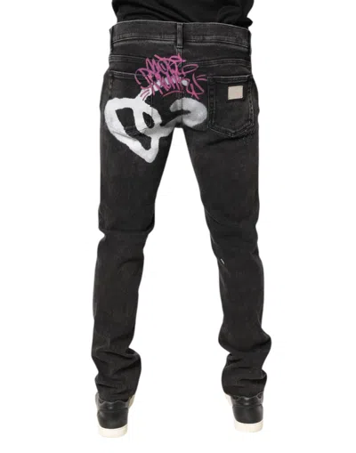 Dolce & Gabbana Black Cotton Stretch Skinny Men Denim Jeans In Black
