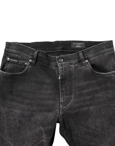 Dolce & Gabbana Black Cotton Stretch Skinny Men Denim Jeans In Black