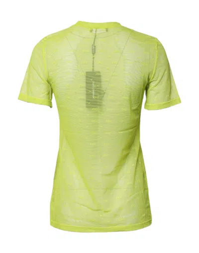 Dolce & Gabbana Green Nylon See Through Women Short Sleeves Top In Yellow