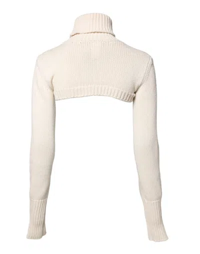 Dolce & Gabbana Ivory Cashmere Turtleneck Cropped Top Sweater In Neutral