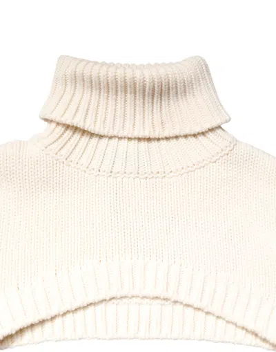 Dolce & Gabbana Ivory Cashmere Turtleneck Cropped Top Sweater In Neutral