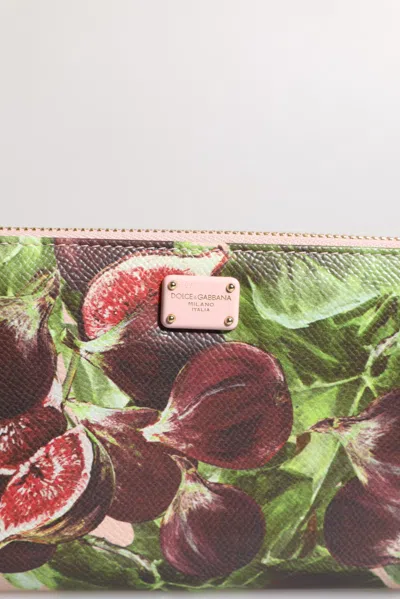 Dolce & Gabbana Multicolor Fig Fruit Dauphine Leather Zip Around Continental Women's Wallet